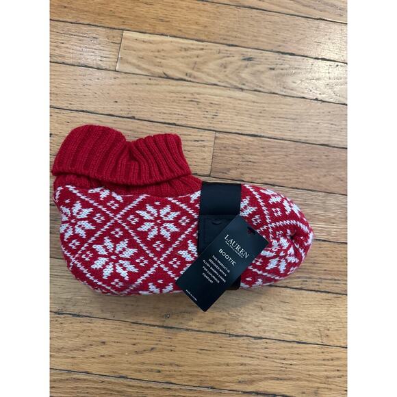 NEW Ralph Lauren Womens One Size Bootie Slipper Socks Sherpa Lined Snowflake - Picture 2 of 3